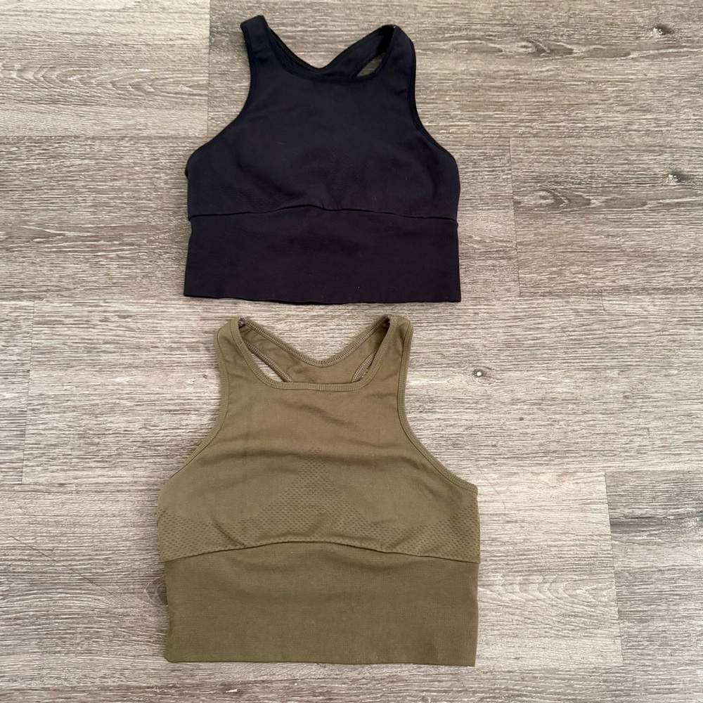Free People Black and Olive Crop Tops